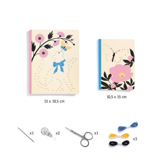 Set DIY Djeco, Carnete cu coperta cusuta